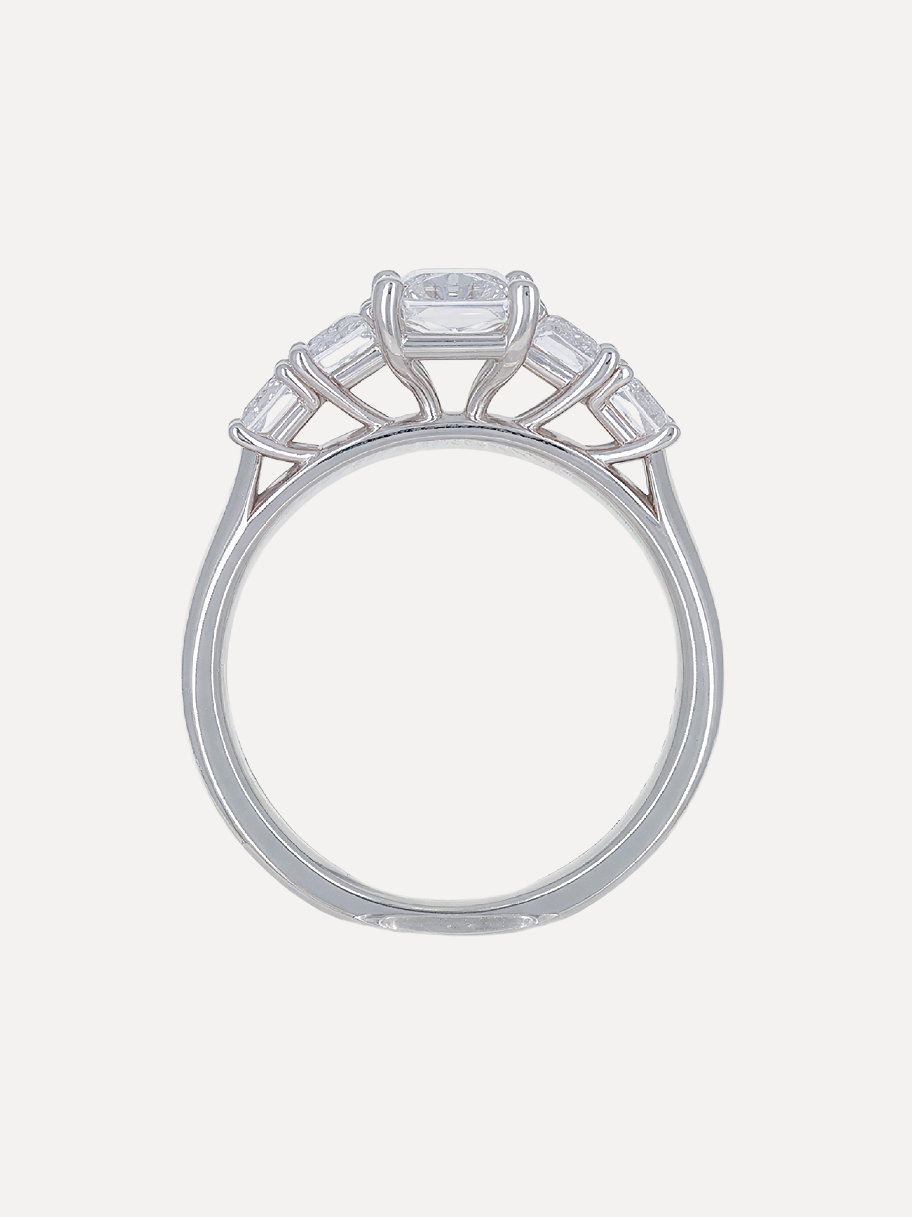 18K Radiant-Cut Diamond Five Stone Engagement Ring