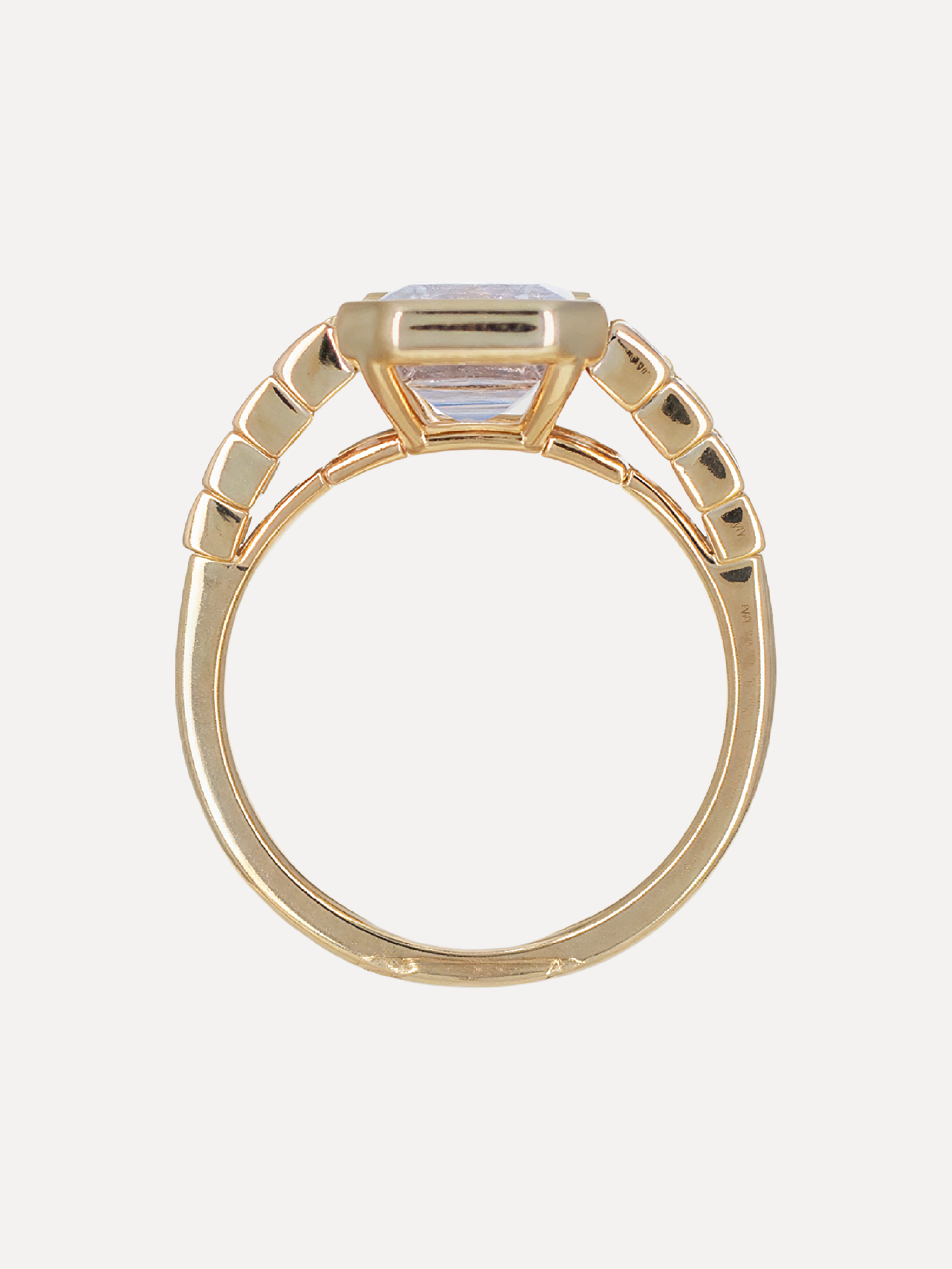 18K Emerald-Cut Diamond Nine Stone Engagement Ring