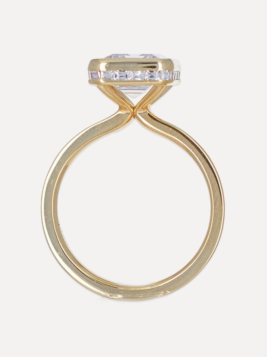 18K Hidden Halo Emerald-Cut Diamond Engagement Ring