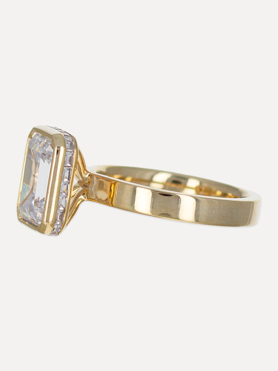18K Hidden Halo Emerald-Cut Diamond Engagement Ring