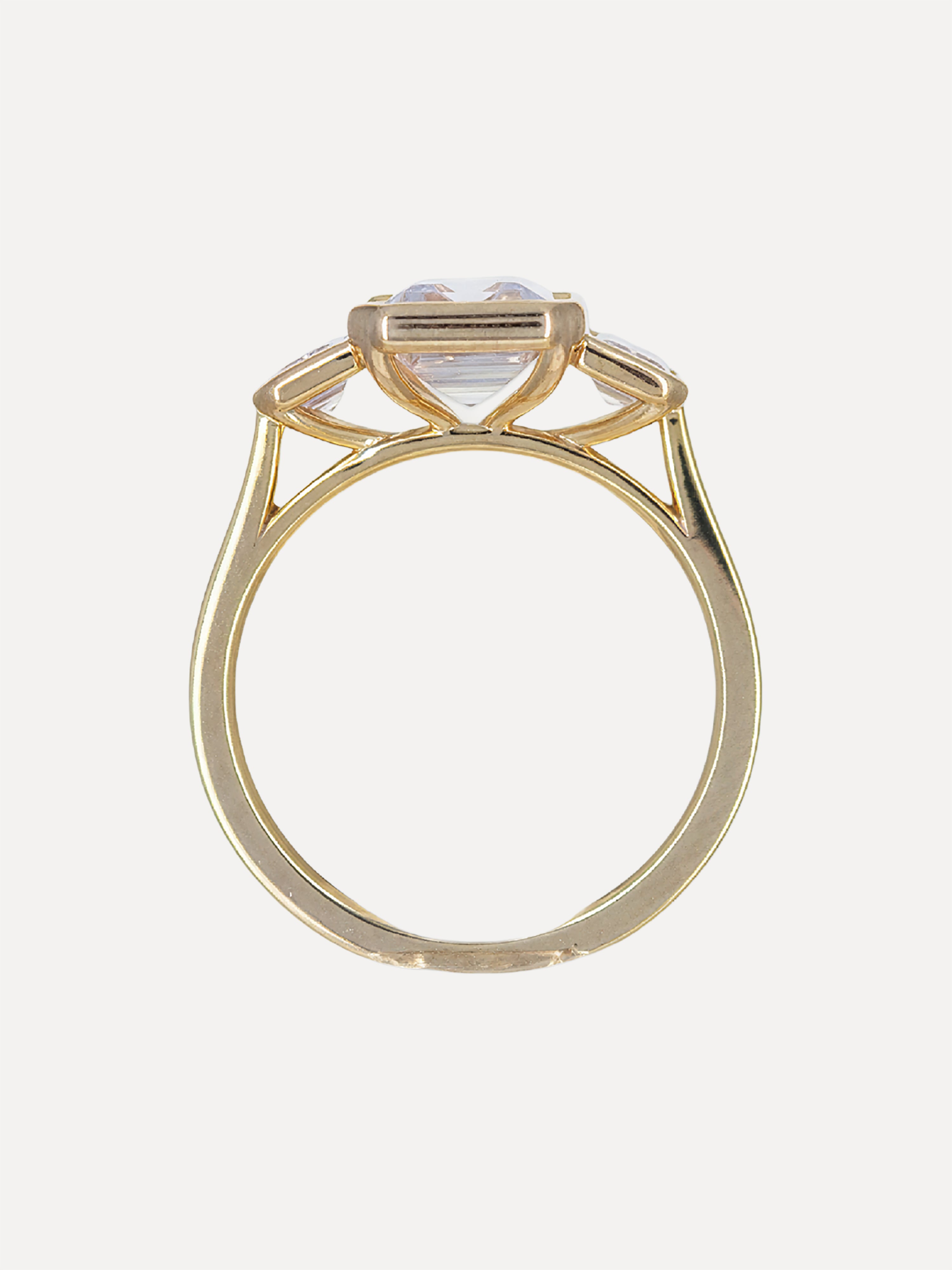 14K Triple Bezel Emerald-Cut Diamond Engagement Ring