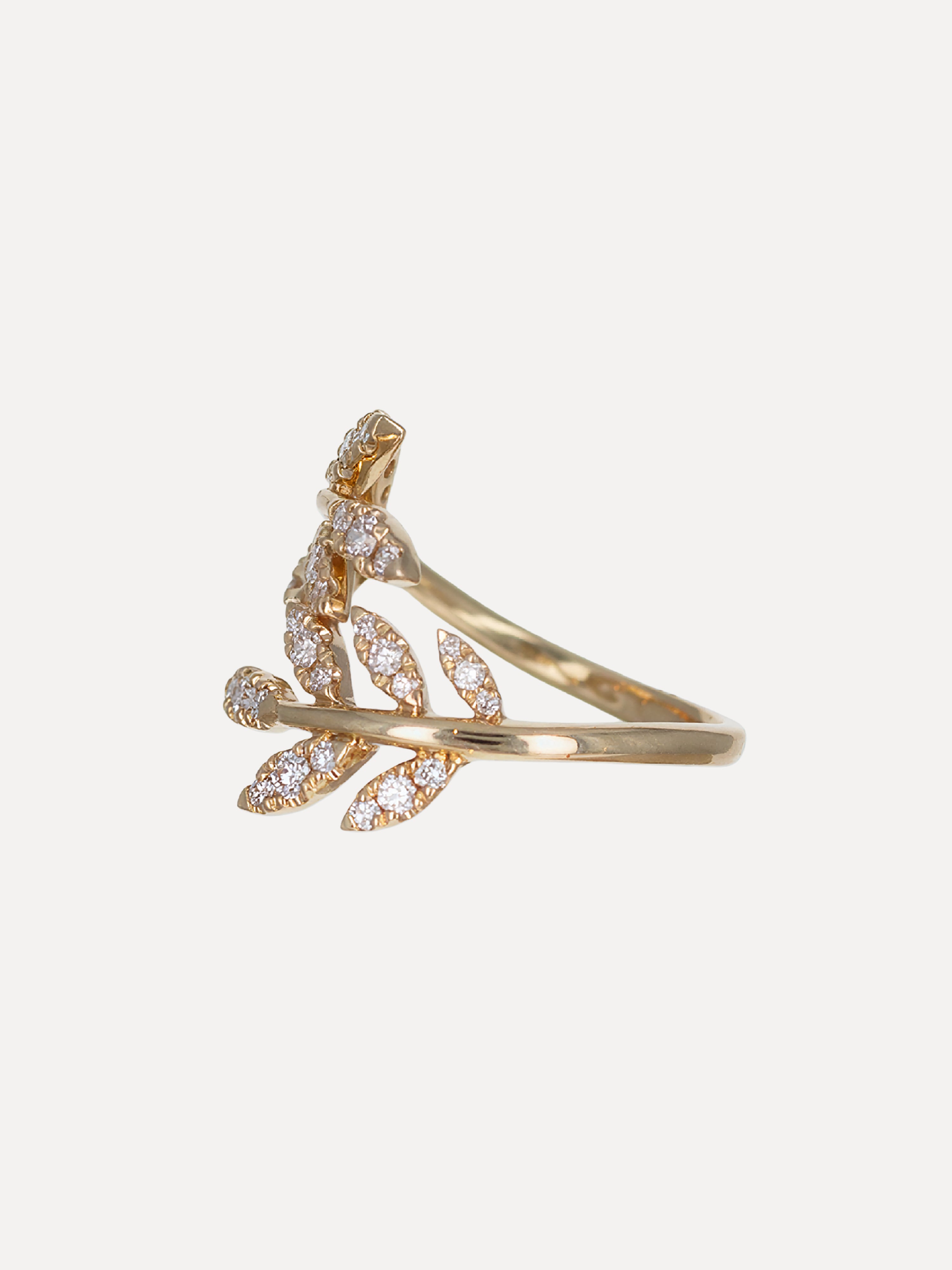 14k Diamond Laurel Leaf Ring