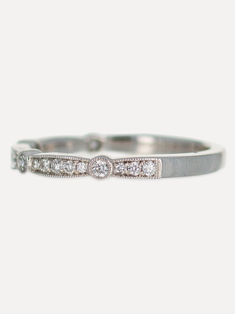 14K Chateau Diamond Stackable Milgrain Band