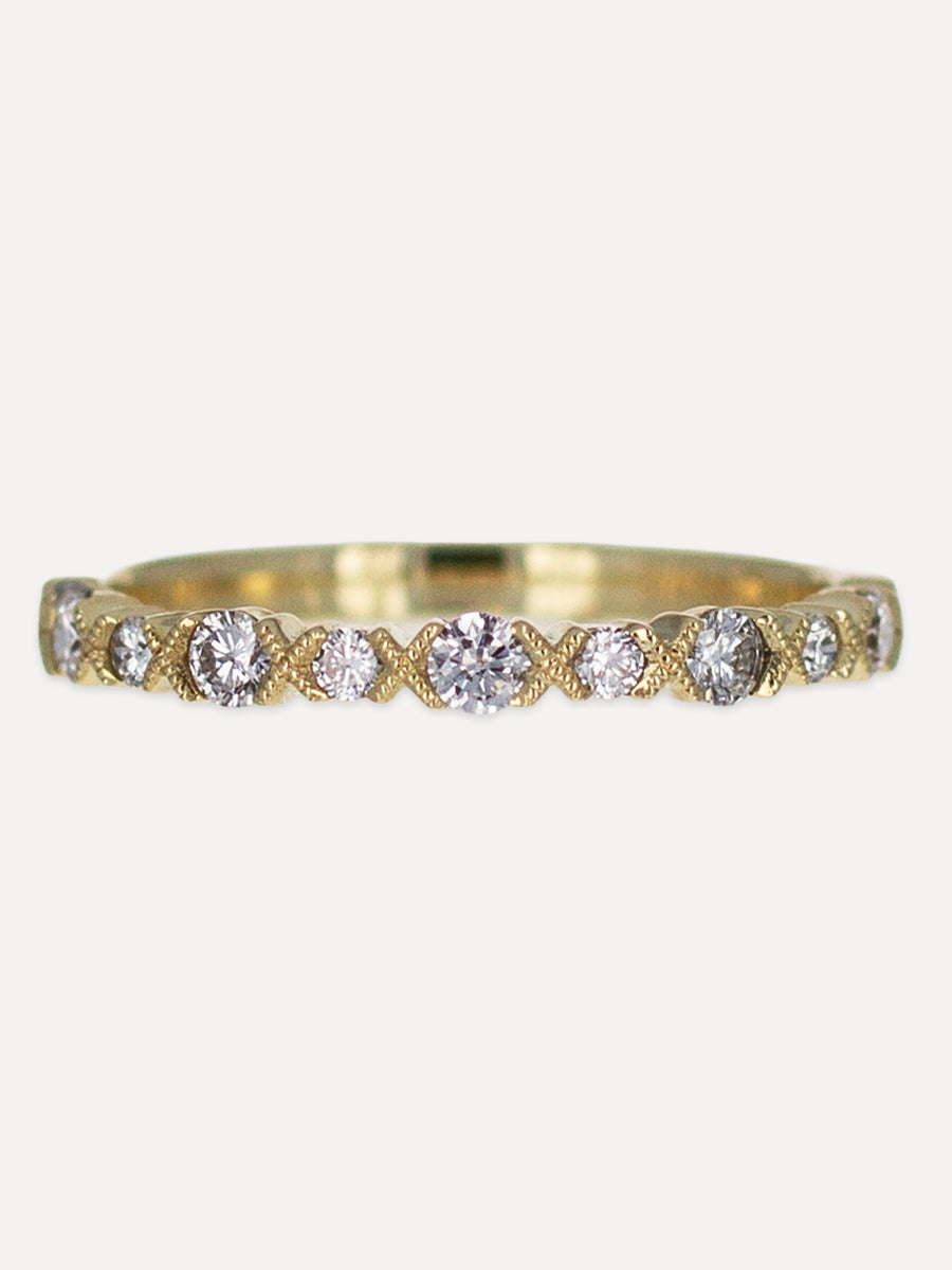 14K Criss-Cross Diamond Stackable Band