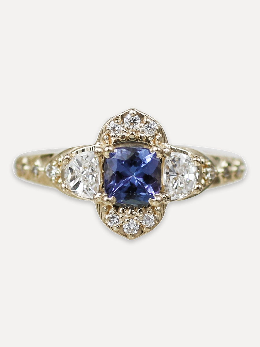 14K Baroque Sapphire & Diamond Ring