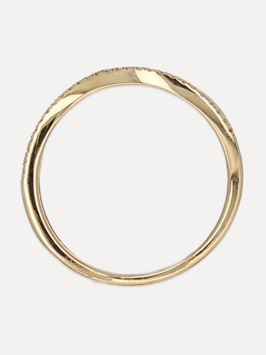 14K Pavé Diamond Double Wave Band