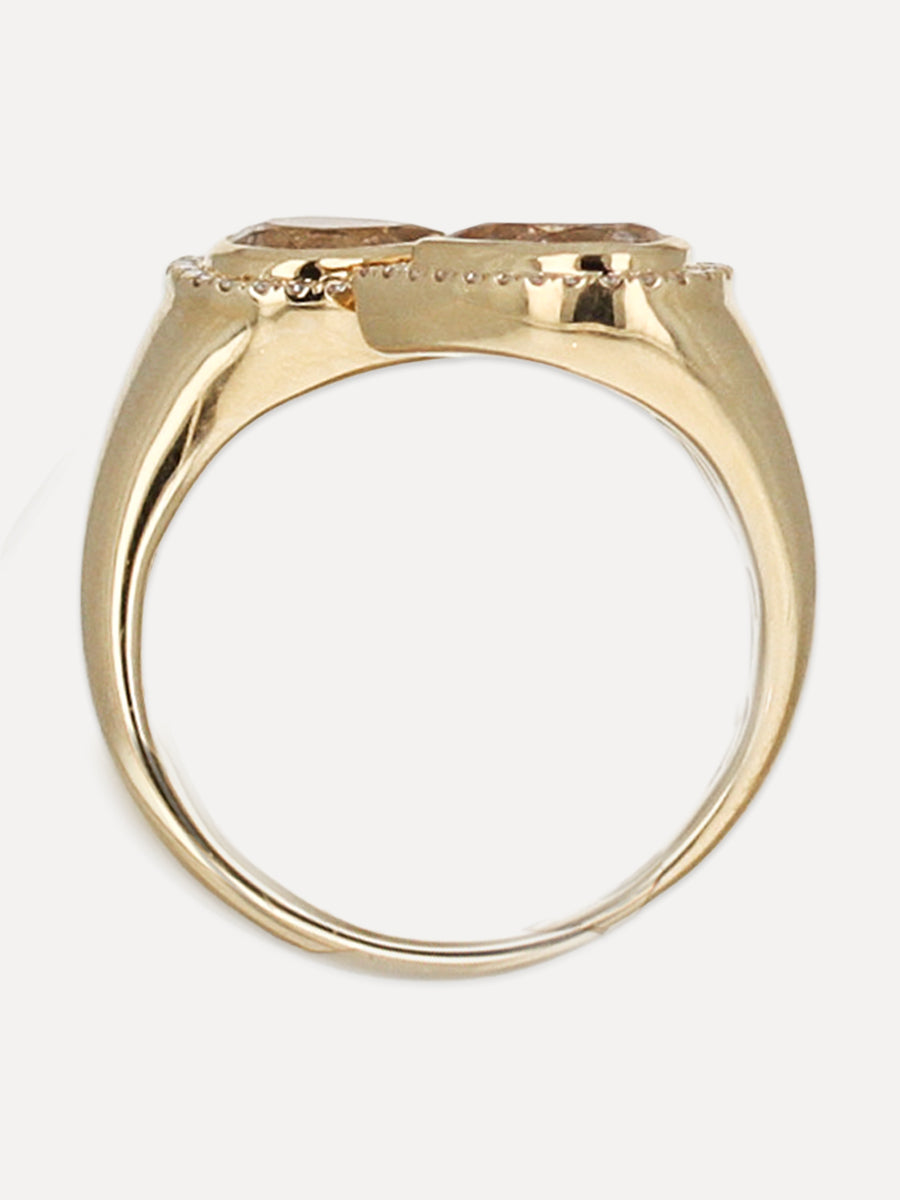 14K Moi Et Toi Diamond & White Topaz Ring