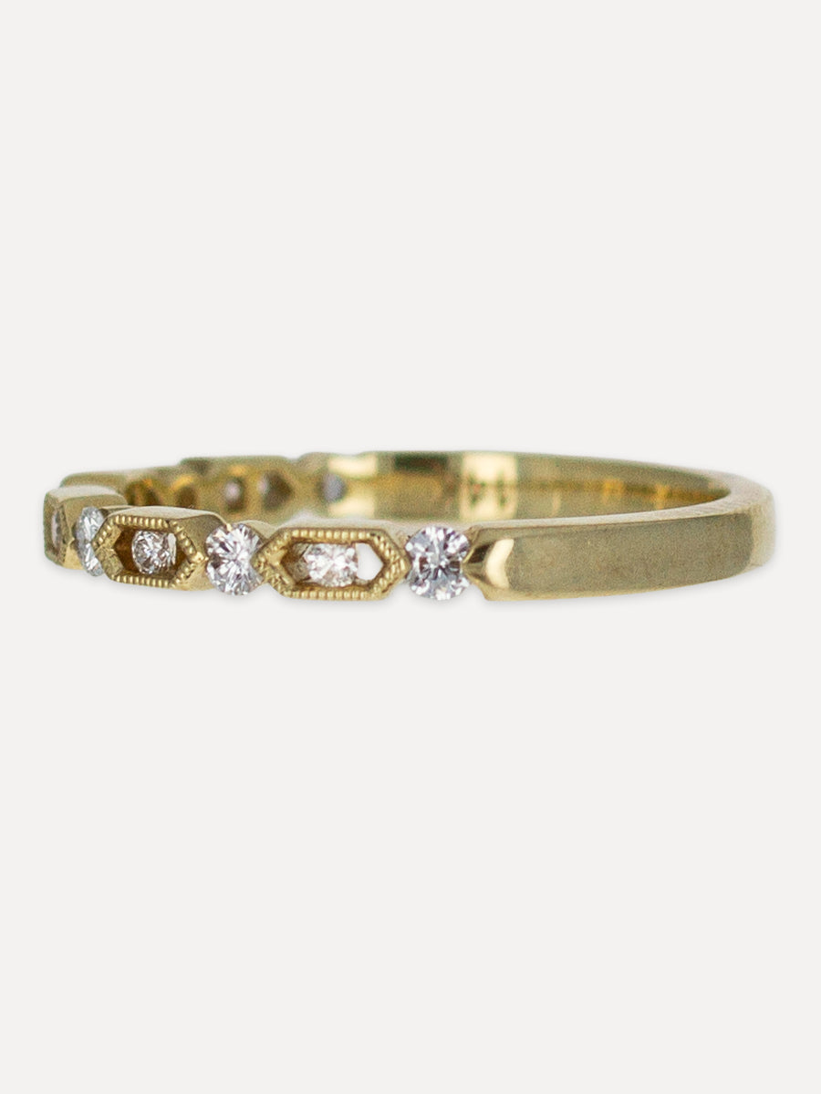 14K Geometric Diamond Stackable Band