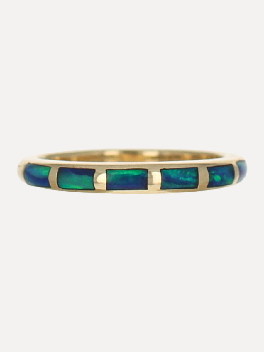 14K Opal Inlay Stacking Band