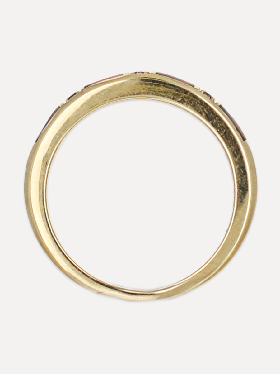 14K Opal Inlay Diamond Stacking Band