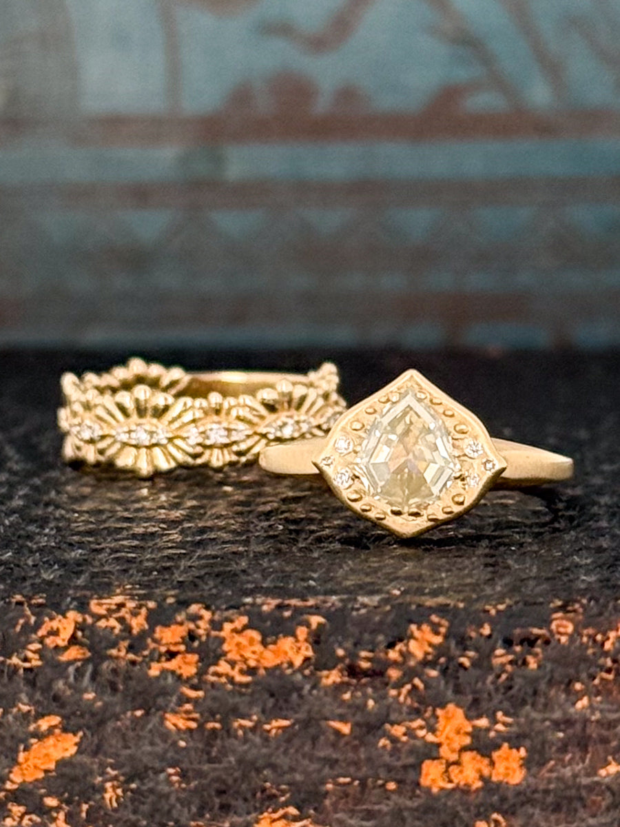 14K Diamond Lotus Ring