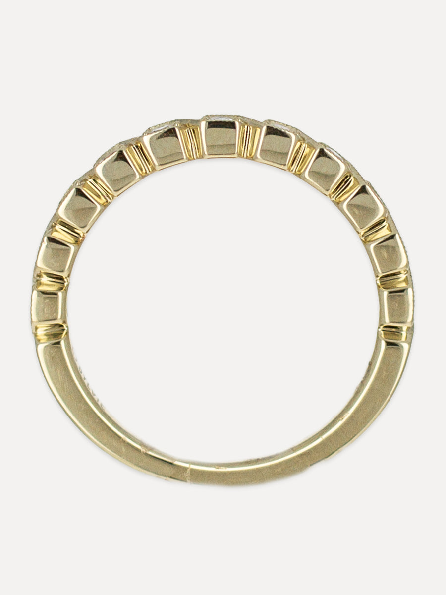 14K Lustre Diamond Stackable Milgrain Band