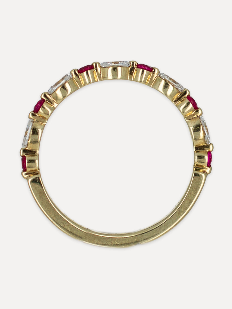 14K Ruby & Diamond Marquise Stacking Band