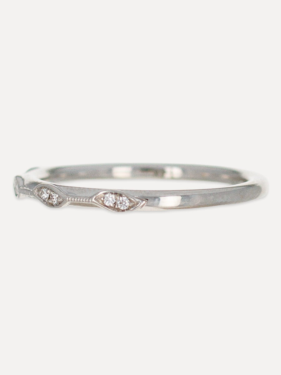 14K Four Station Marquise Milgrain Band