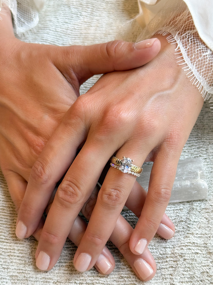 14K Marin Oval Solitaire Engraved Engagement Ring