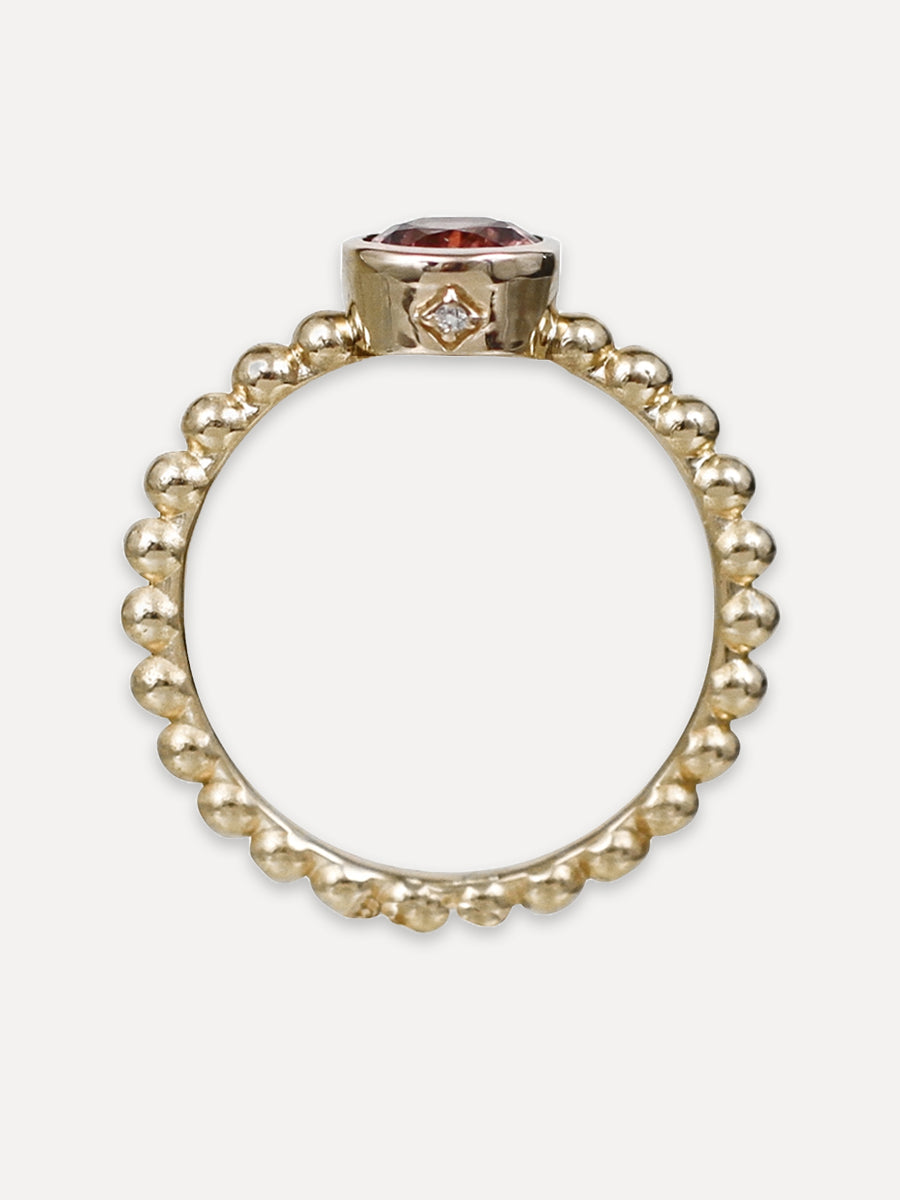 14K Round Beaded Stacking Band