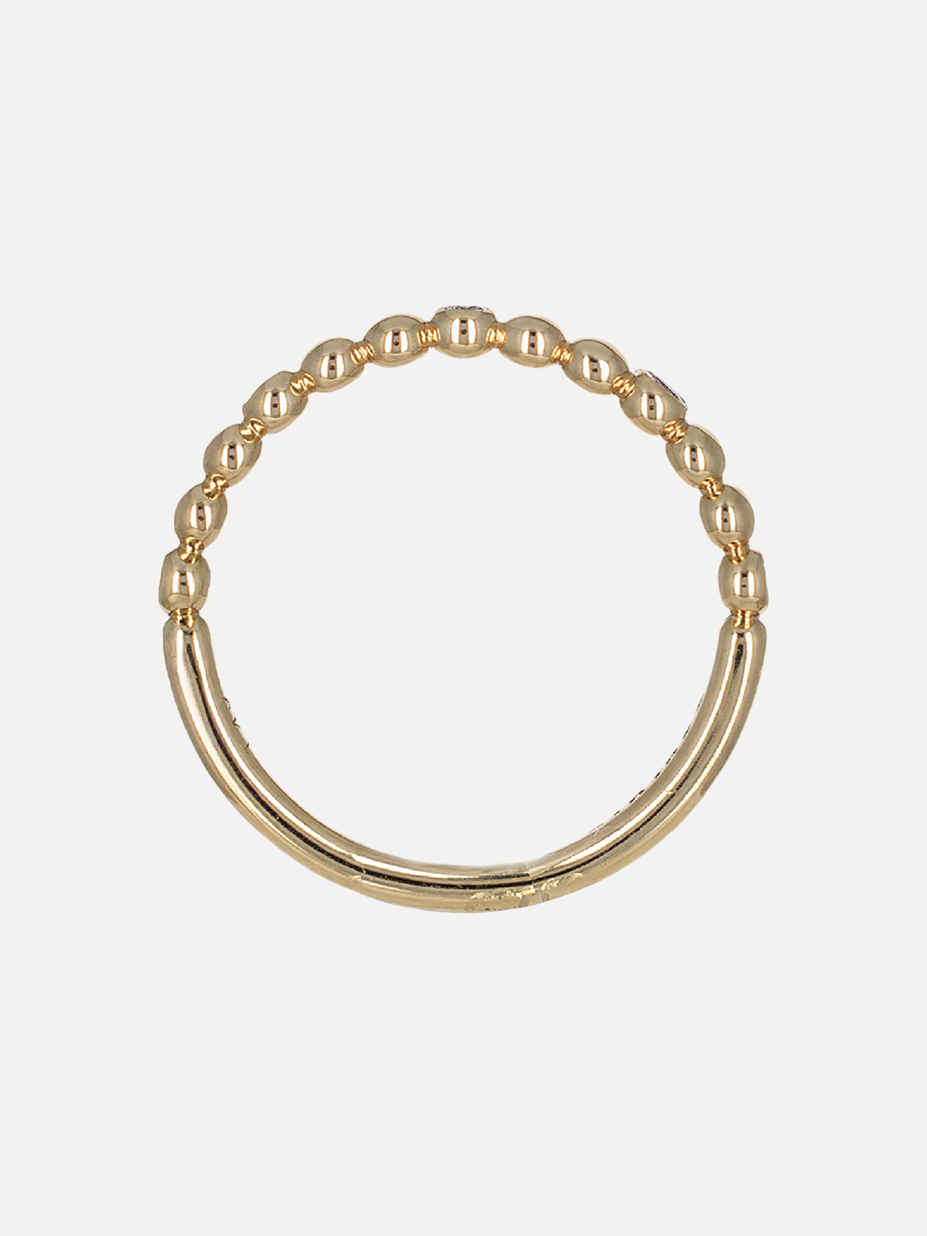 14K Alternating Bead & Diamond Band