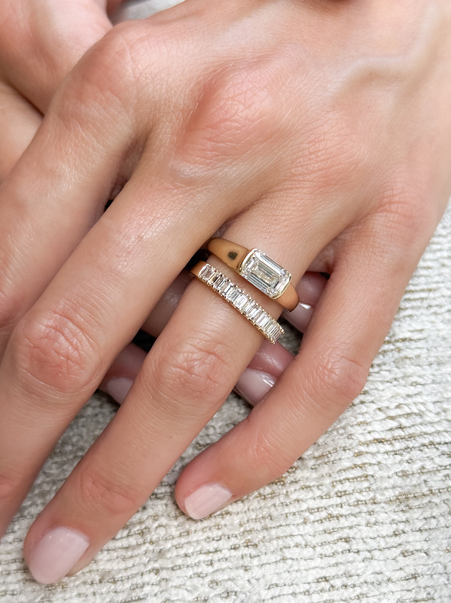 14K East-West Half Bezel Diamond Engagement Ring