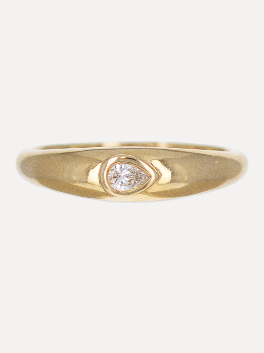14K Pear-Shaped Diamond Tapered Band