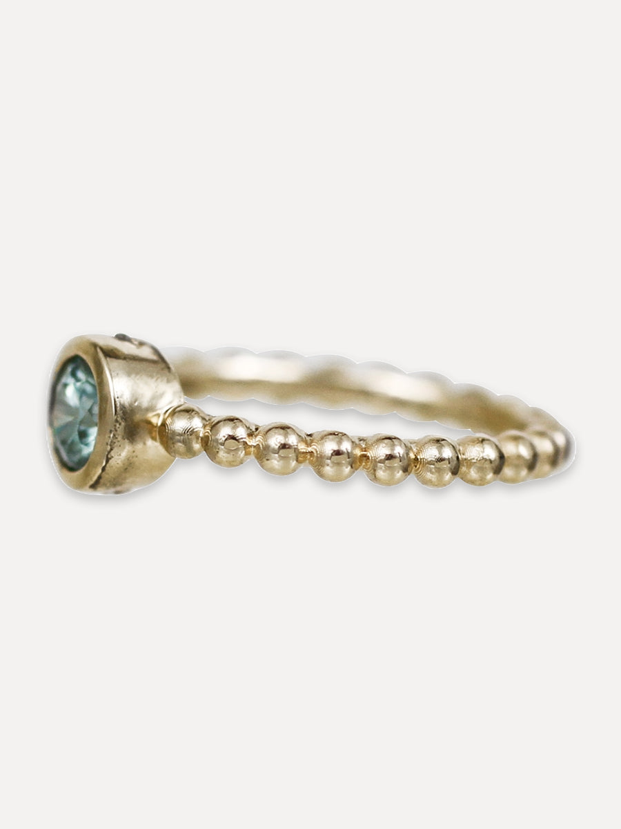 14K Round Beaded Stacking Band