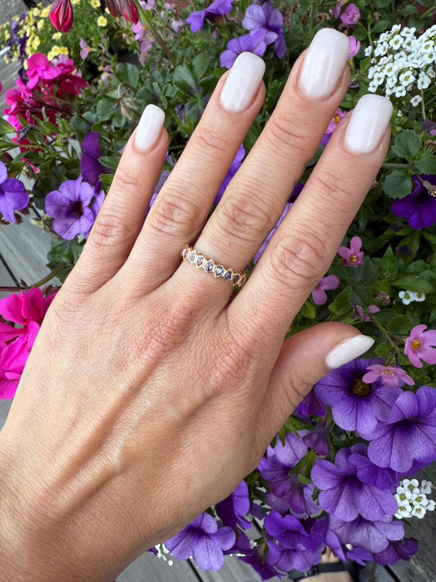 18K Floating Chevron Lavender Sapphire Stacking Ring