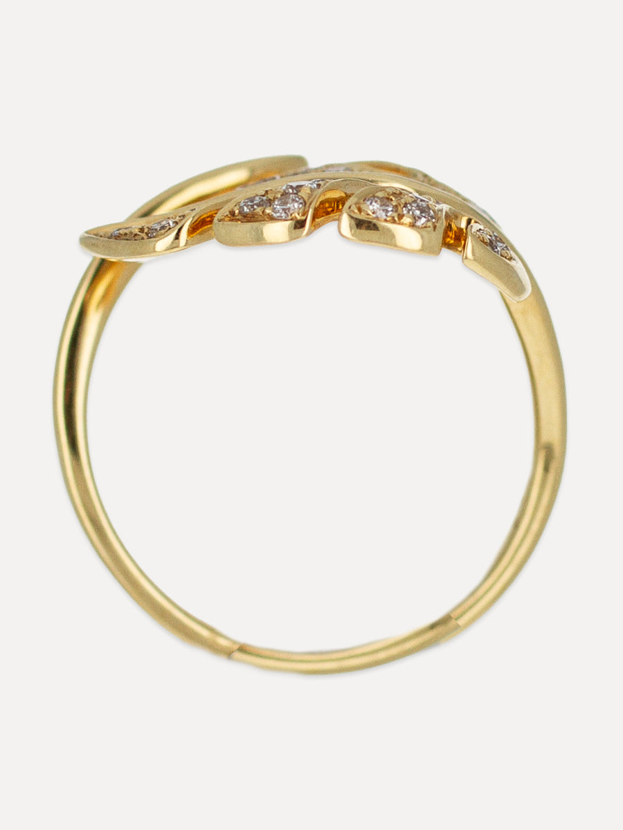 18K Wrap-Around Leaf Diamond Ring