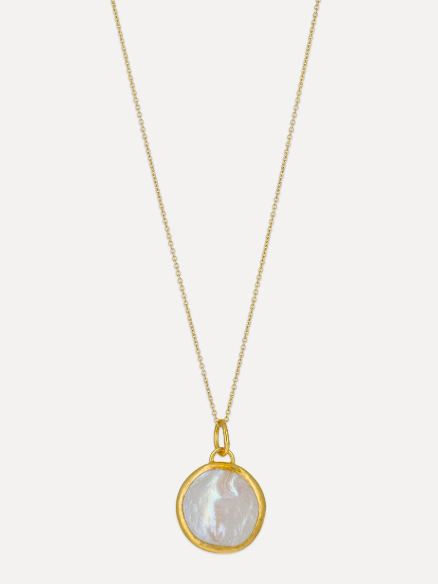 24K Gold Painted Pearl Hamsa Charm