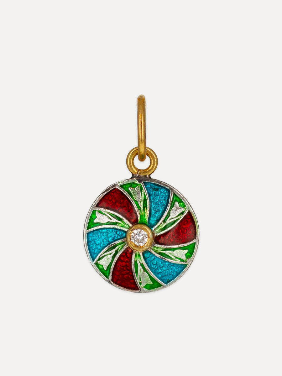 Enameled 24K Gold & Silver Color Wheel Charm
