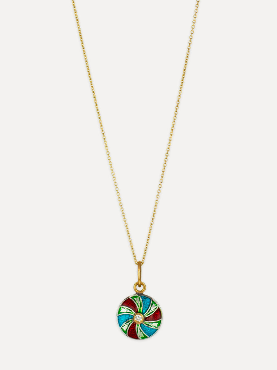 Enameled 24K Gold & Silver Color Wheel Charm