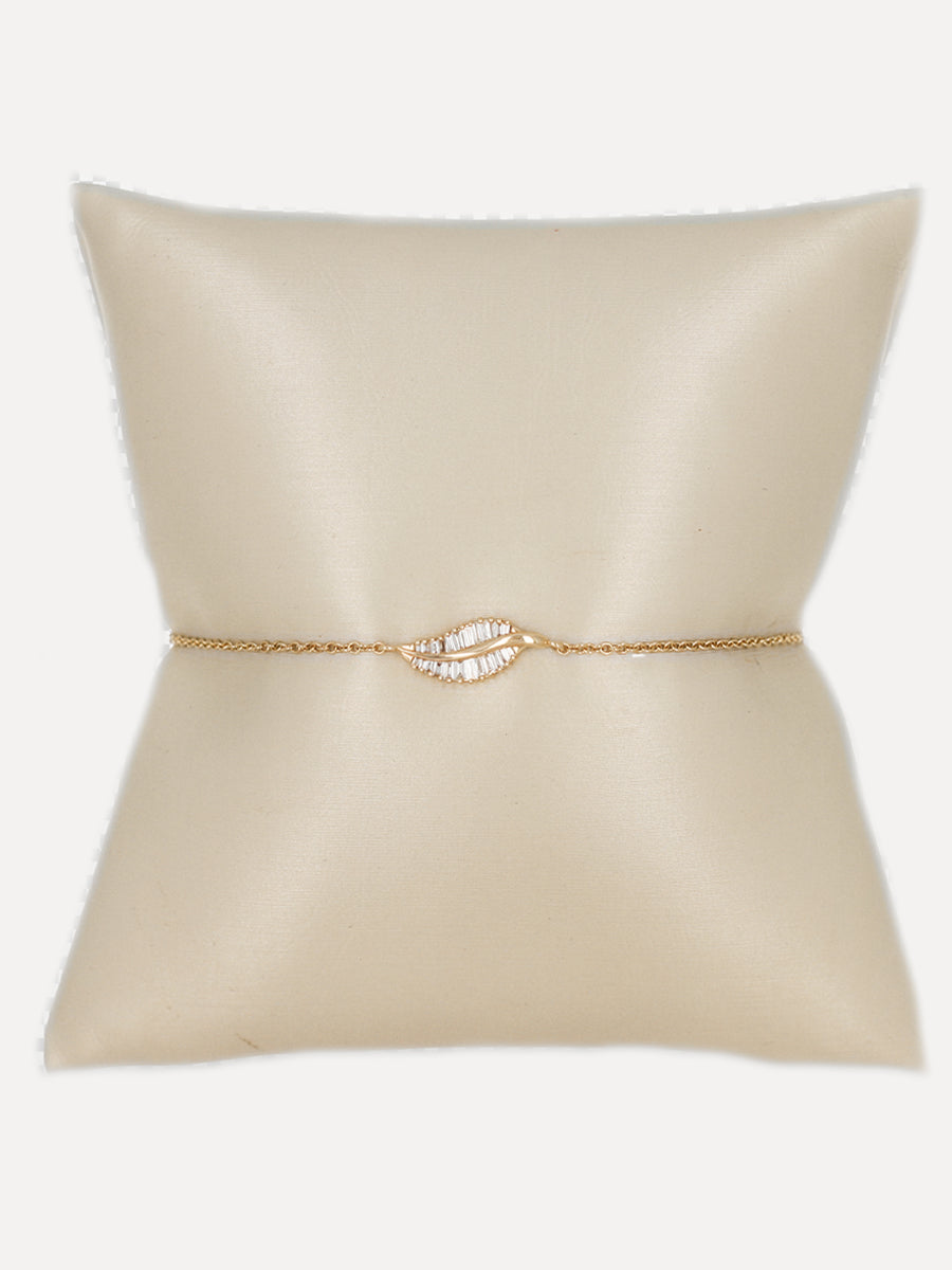 14K Baguette Diamond Leaf Bracelet
