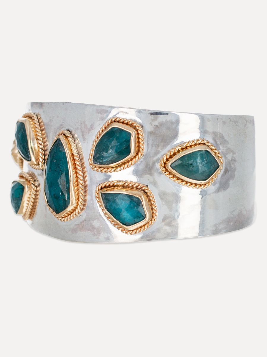 14K Gold & Silver Blue Flame Cuff