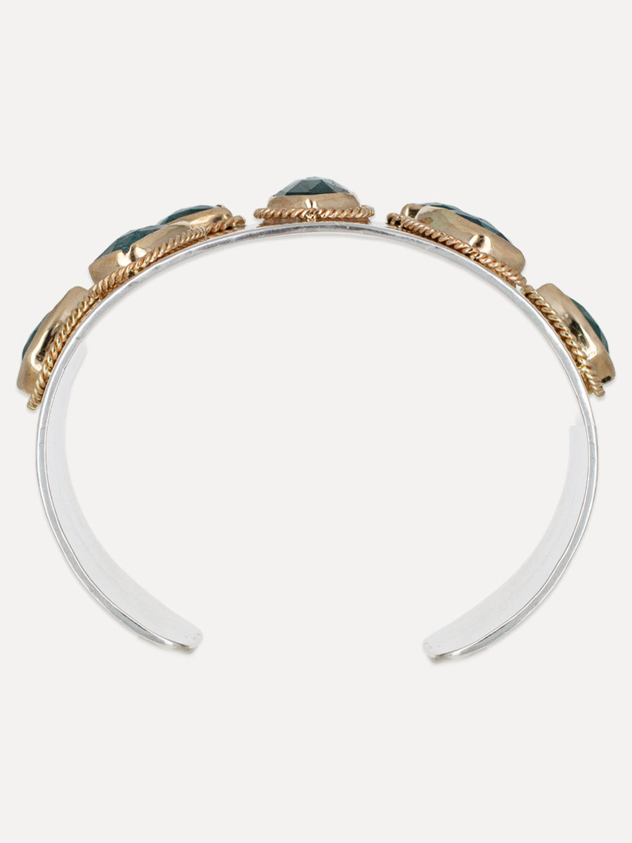 14K Gold & Silver Blue Flame Cuff