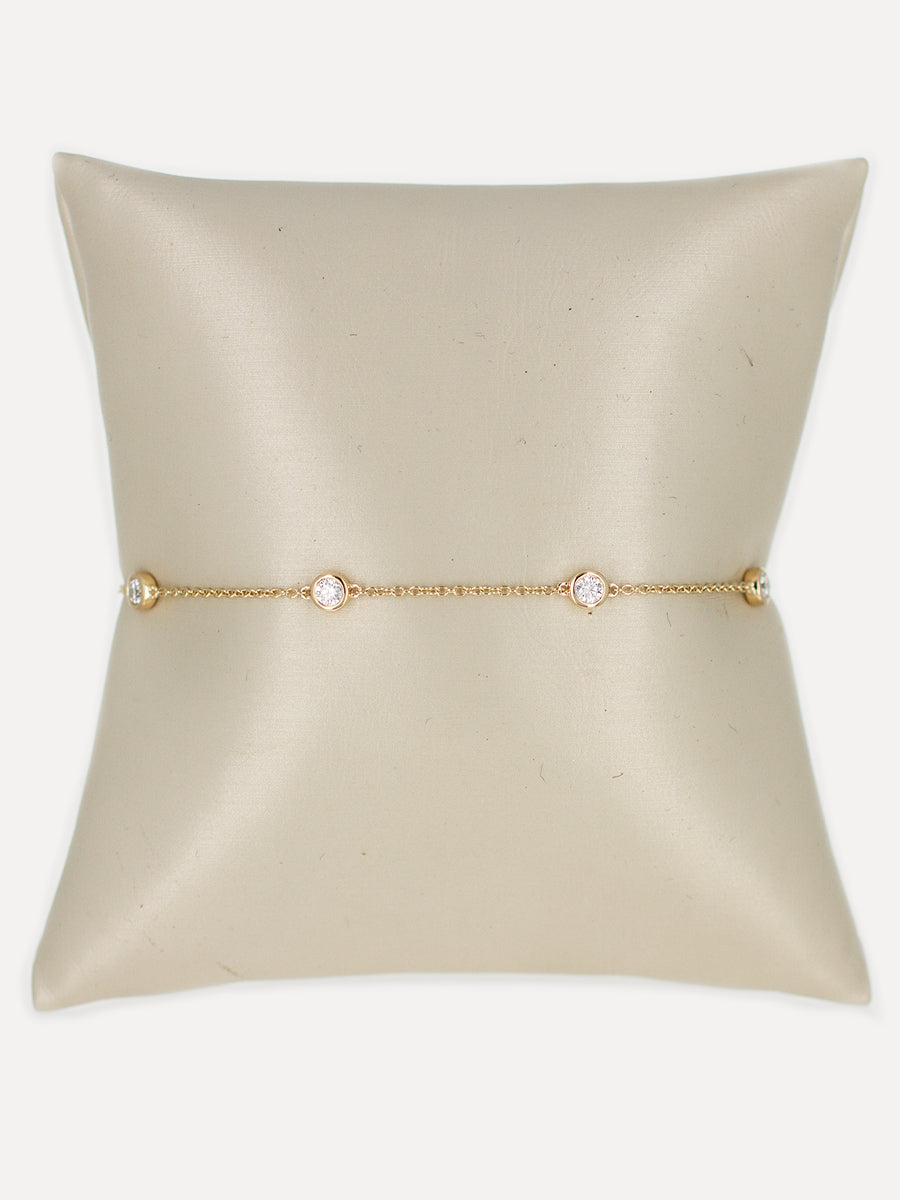 14K Diamond Round Bezel Station Bracelet