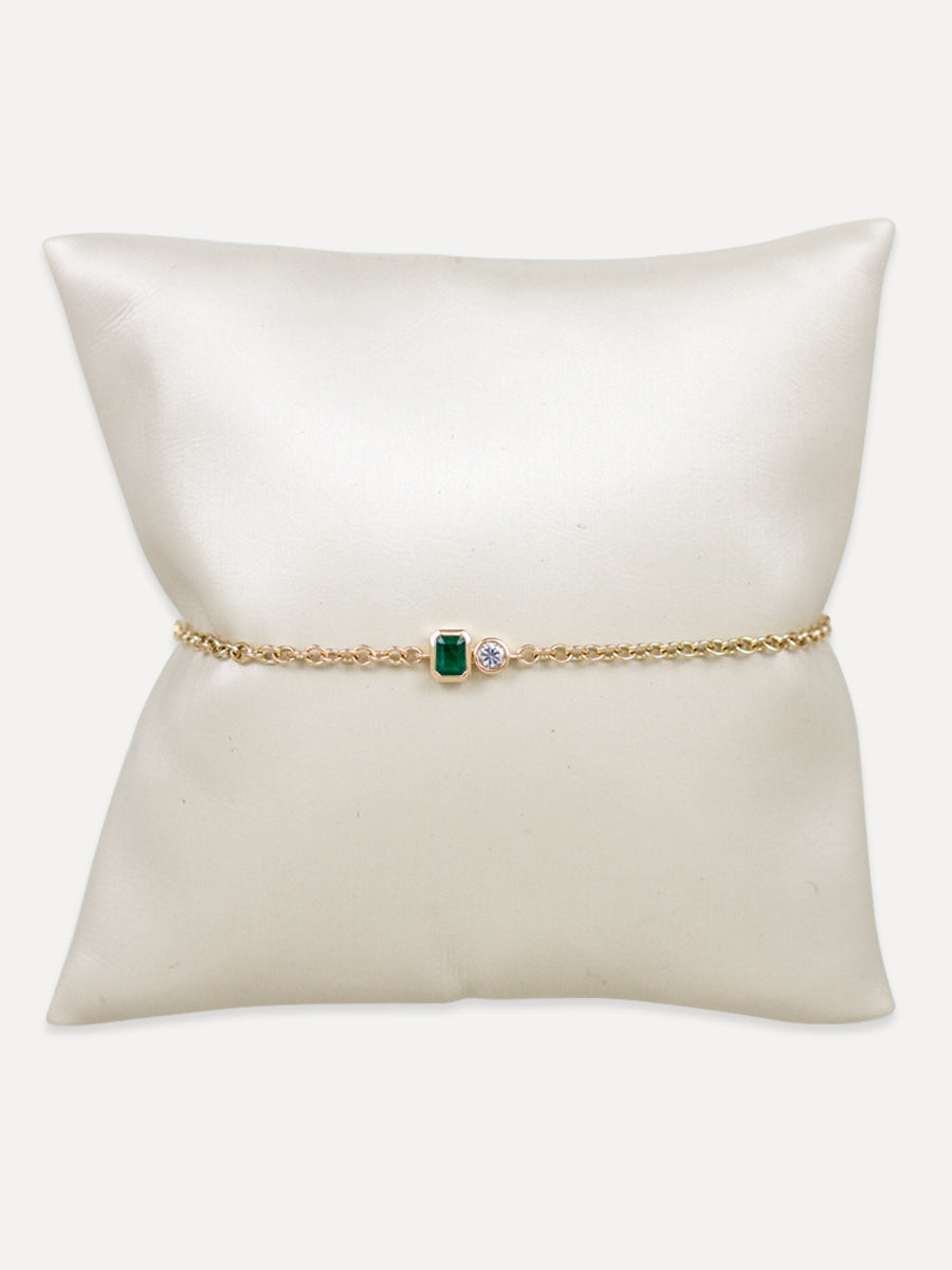 14K Emerald & White Sapphire Duo Bracelet