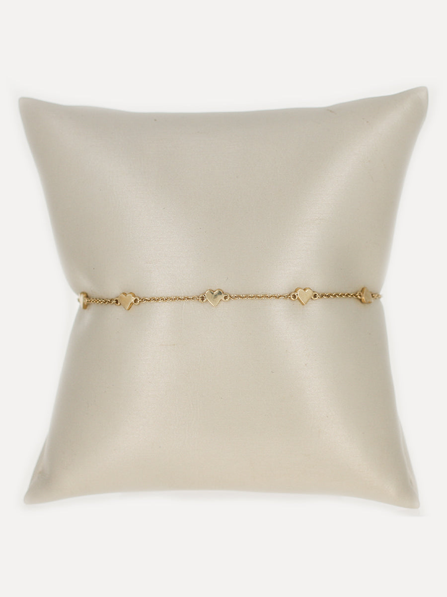 14k Heart Station Bracelet