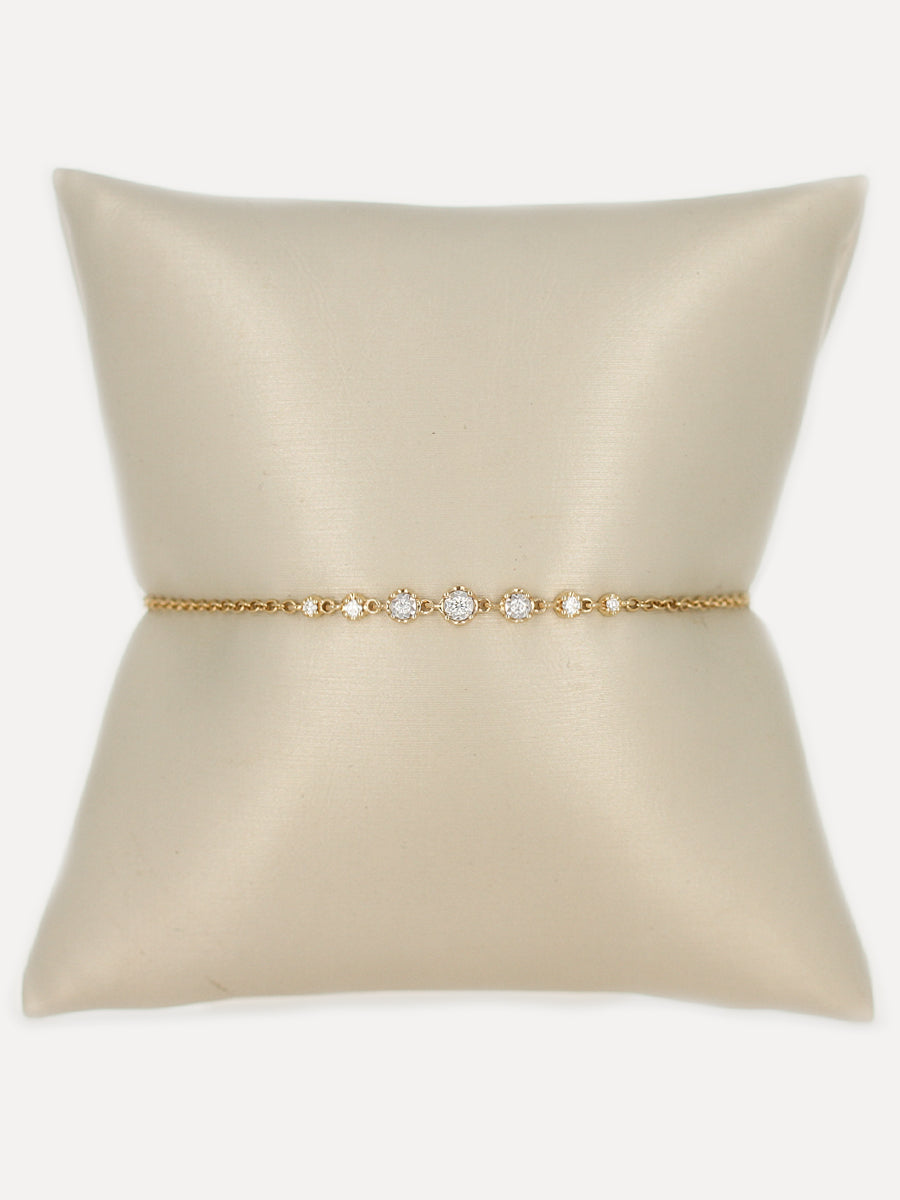 14K Seven Diamond Station Bracelet