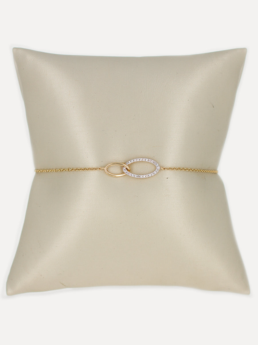 14K Diamond Double Oval Link Bracelet