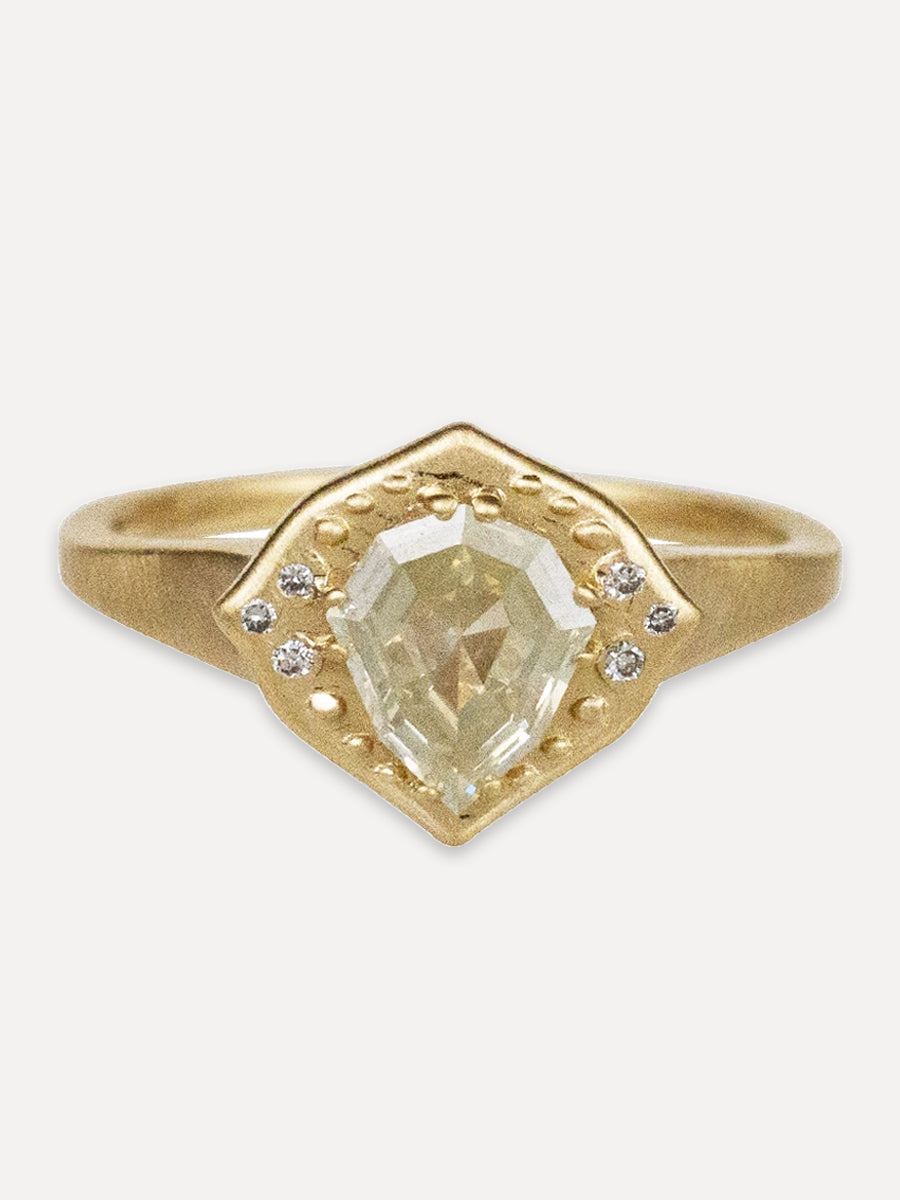 14K Rose Cut Champagne Diamond Lotus Ring