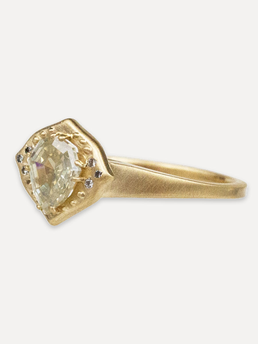 14K Rose Cut Champagne Diamond Lotus Ring