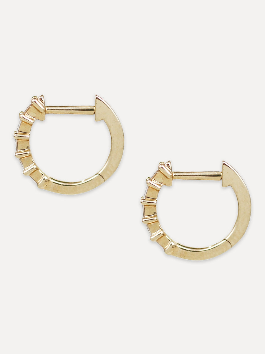 14K Five Baguette Diamond Huggies