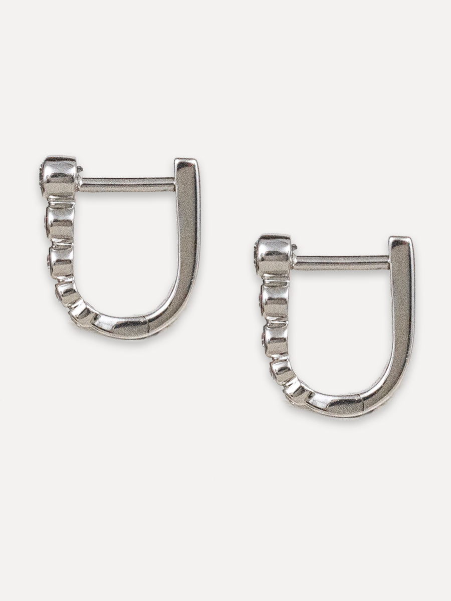 14K Graduated Diamond Horseshoe Huggies