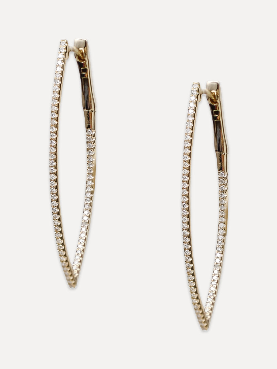 14K Diamond Marquise Huggie Hoops