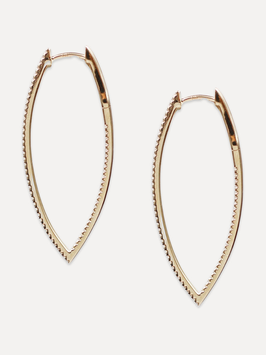 14K Diamond Marquise Huggie Hoops