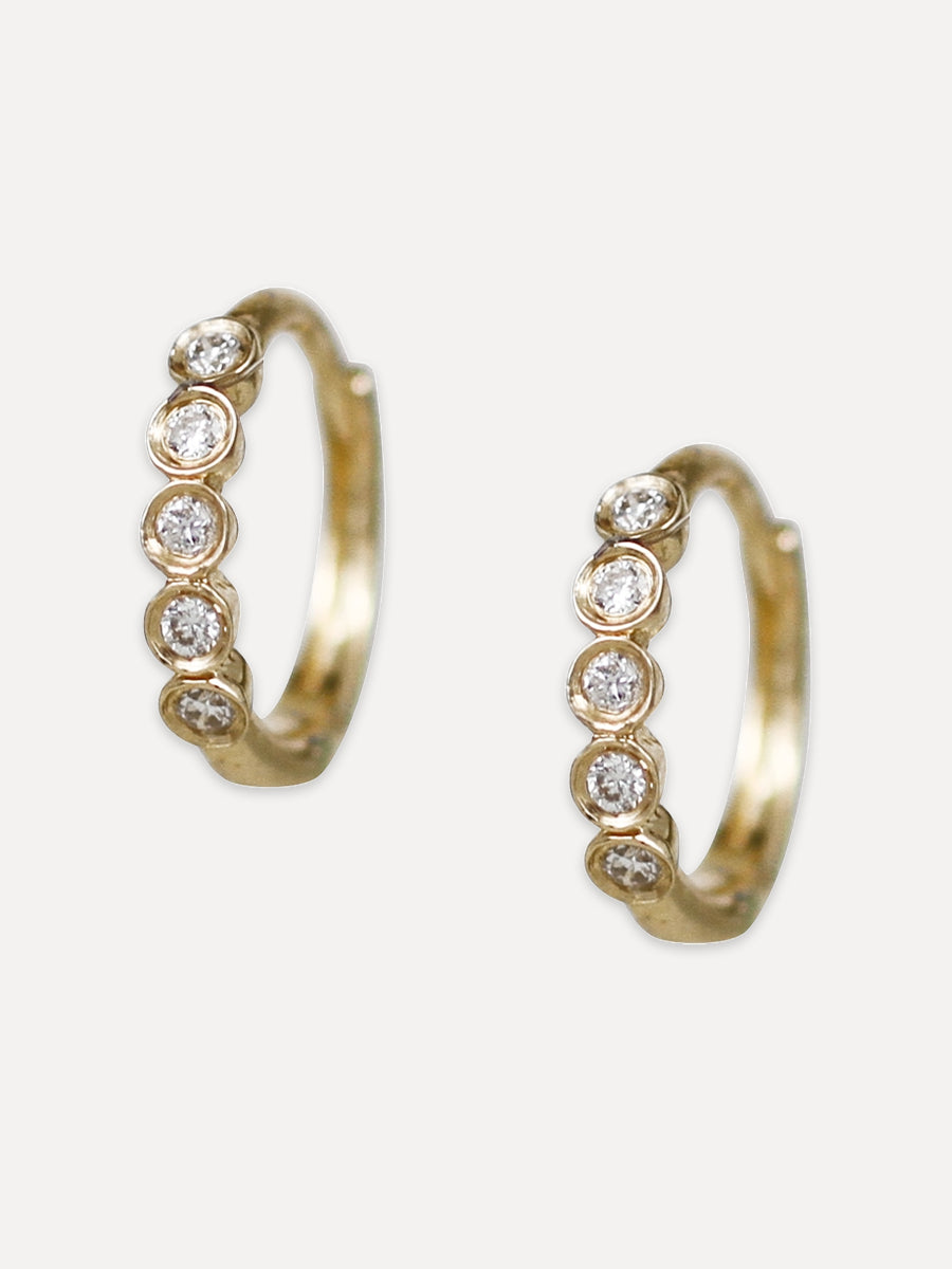14K Five Diamond Huggies