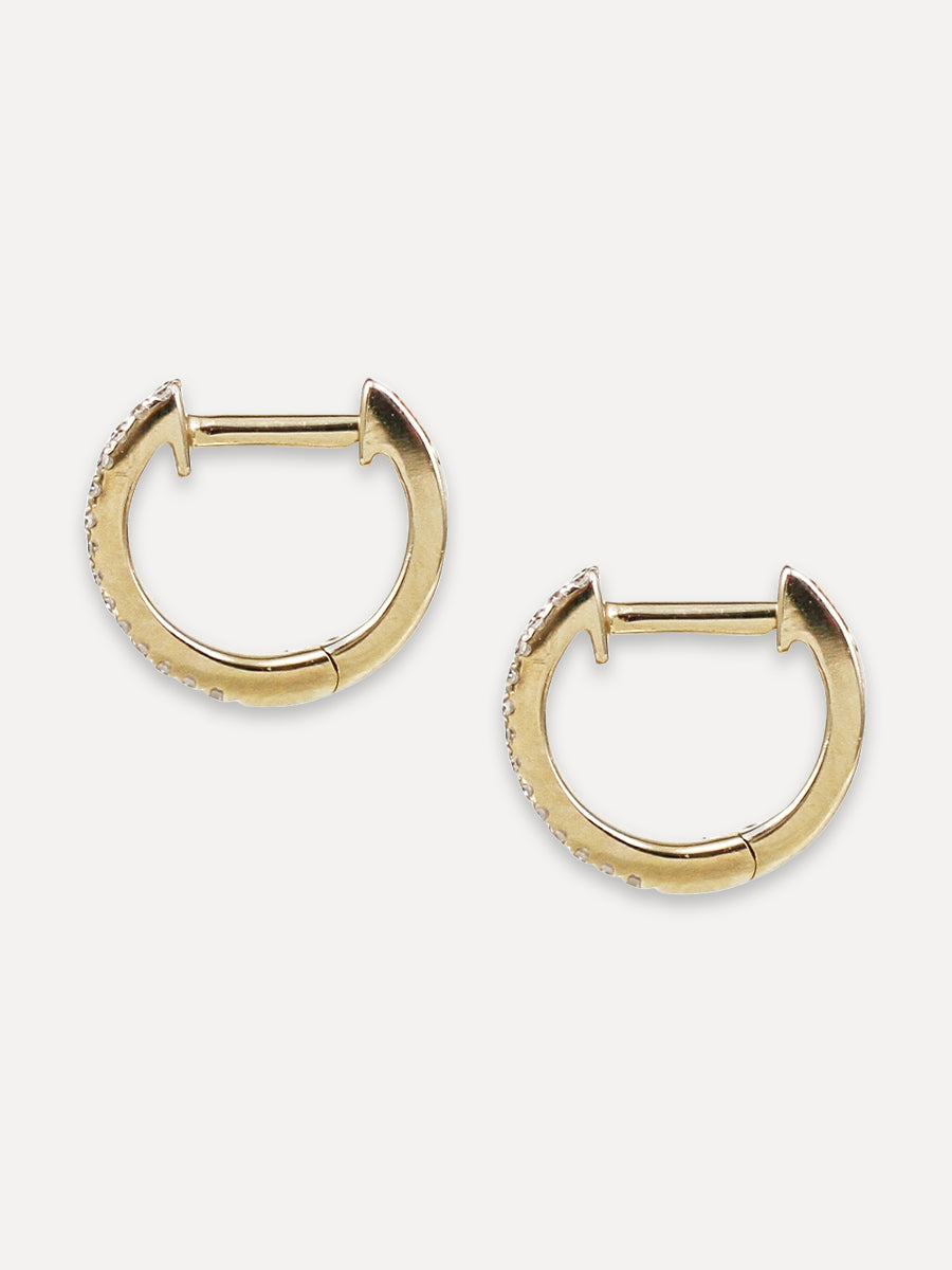 14K Double Row Mini Diamond Huggies