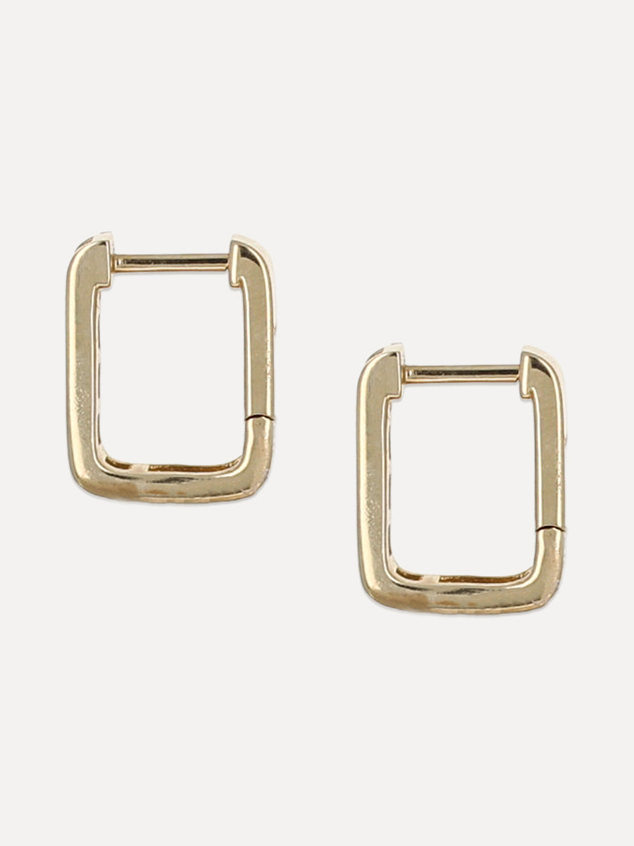 14K Baguette Diamond Small Square Huggies