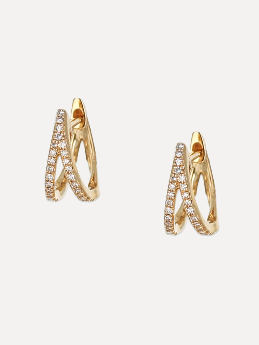 14K Double Row Huggies