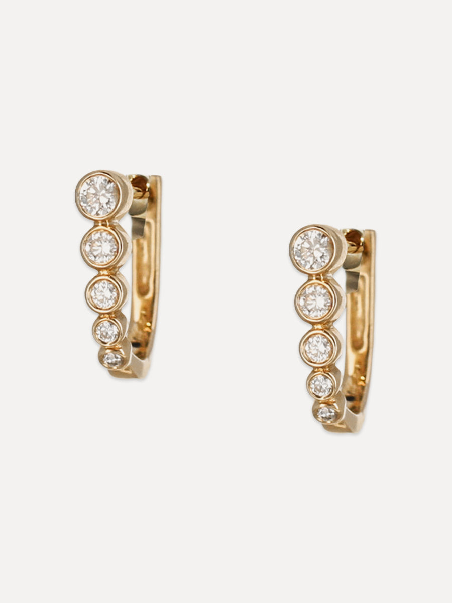 14K Graduated Diamond Horseshoe Huggies