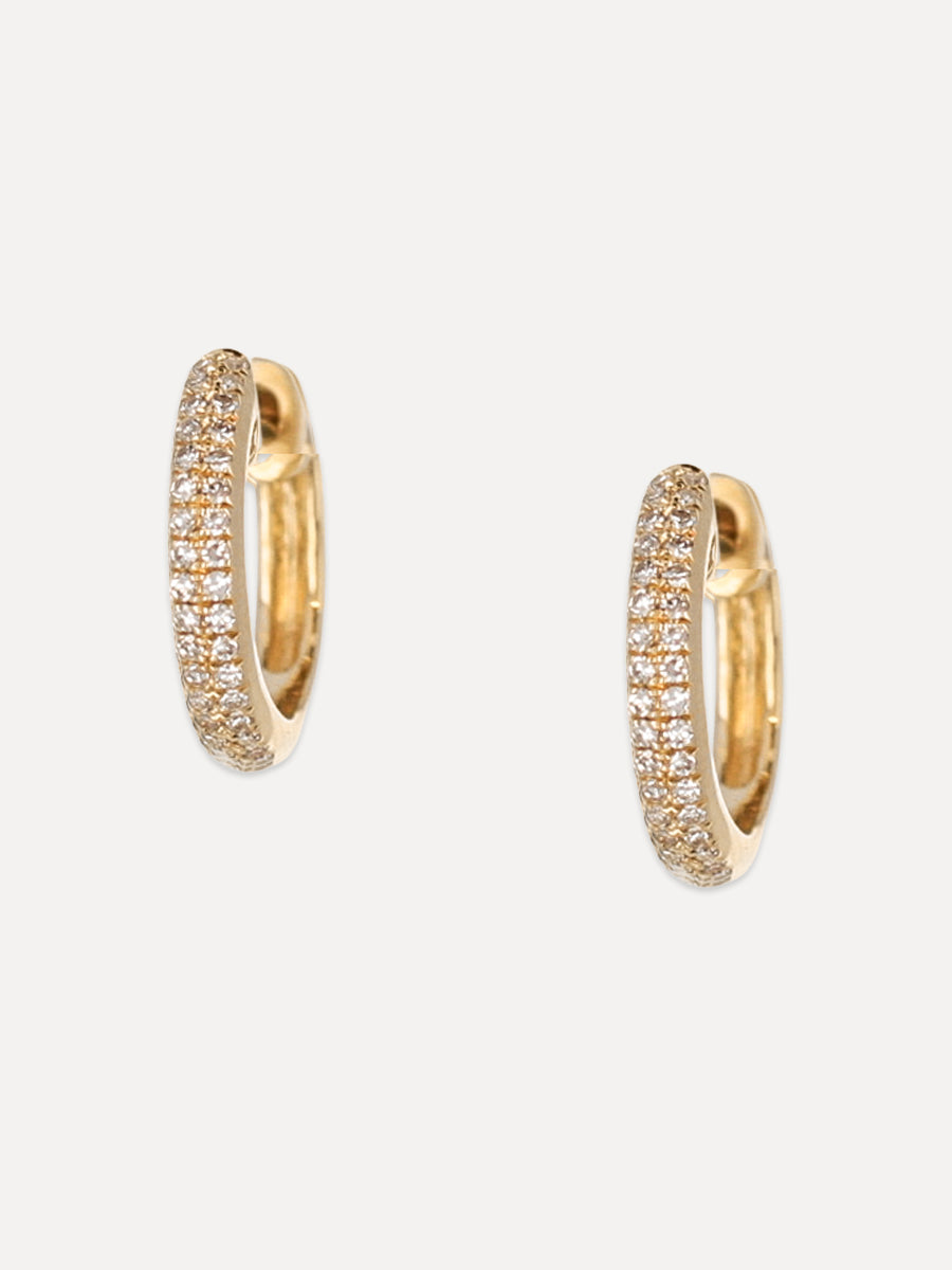 14K Diamond Pavé Huggie Hoops