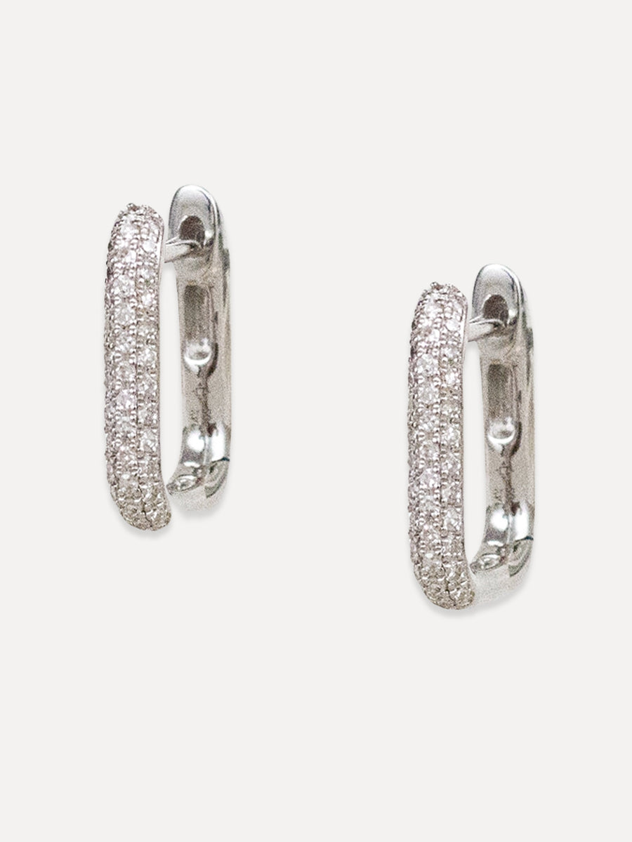 14K Diamond Small Square Huggies